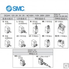 SMC SY5120-1G-01 5通电磁阀SY5000系列直接配管型/单体式2位单电控直接出线式300mm